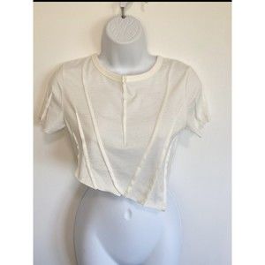 Distressed asymmetrical crop top medium